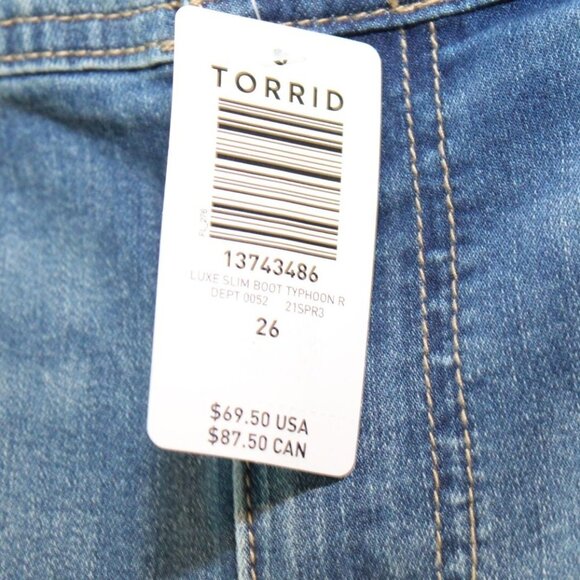 NWT Torrid Luxe Slim Boot Jeans Light Wash Super Stretch Plus Size 26 H13549 - Picture 5 of 12